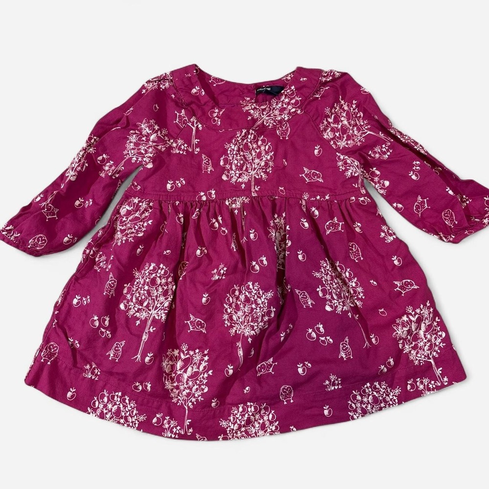 BabyGap Toddler Magenta Dress with White Bird Trees Design size 18-24 months